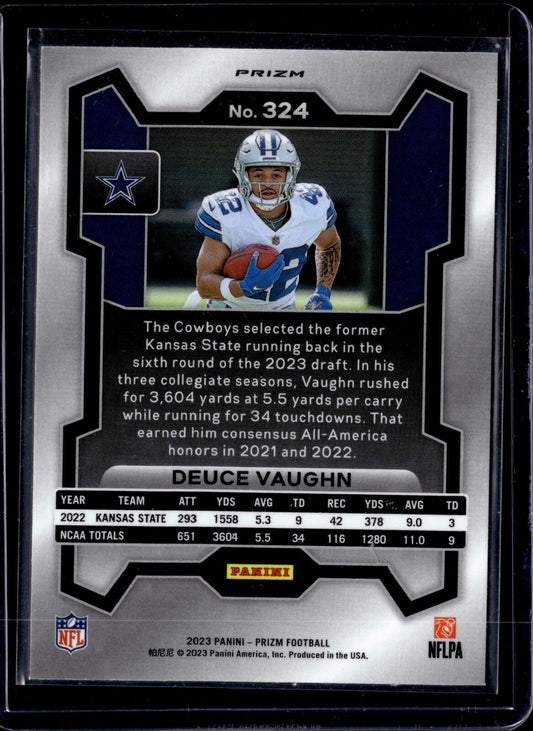 2023 Panini Prizm - Rookies Orange Disco Prizm #324 Deuce Vaughn (RC)