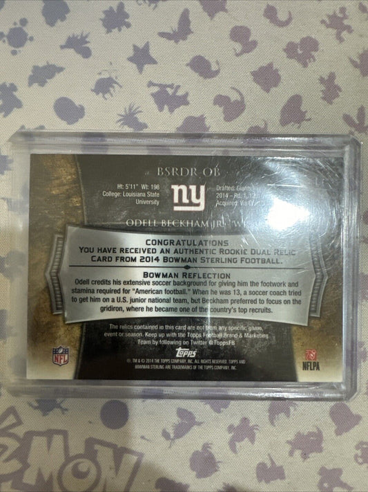 2014 Bowman Sterling - Rookie Dual Relics #BSRDR-OB Odell Beckham Jr. (MEM, RC)