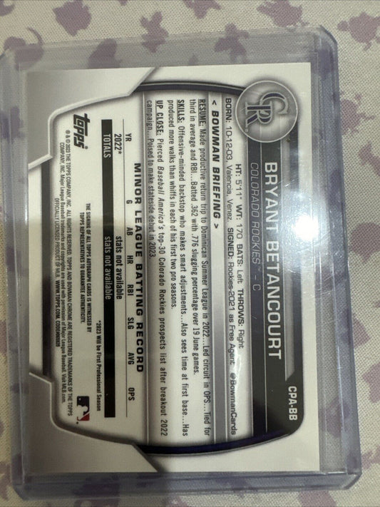 2023 Bowman Chrome #CPA-BB Bryant Betancourt Chrome Prospect Autographs