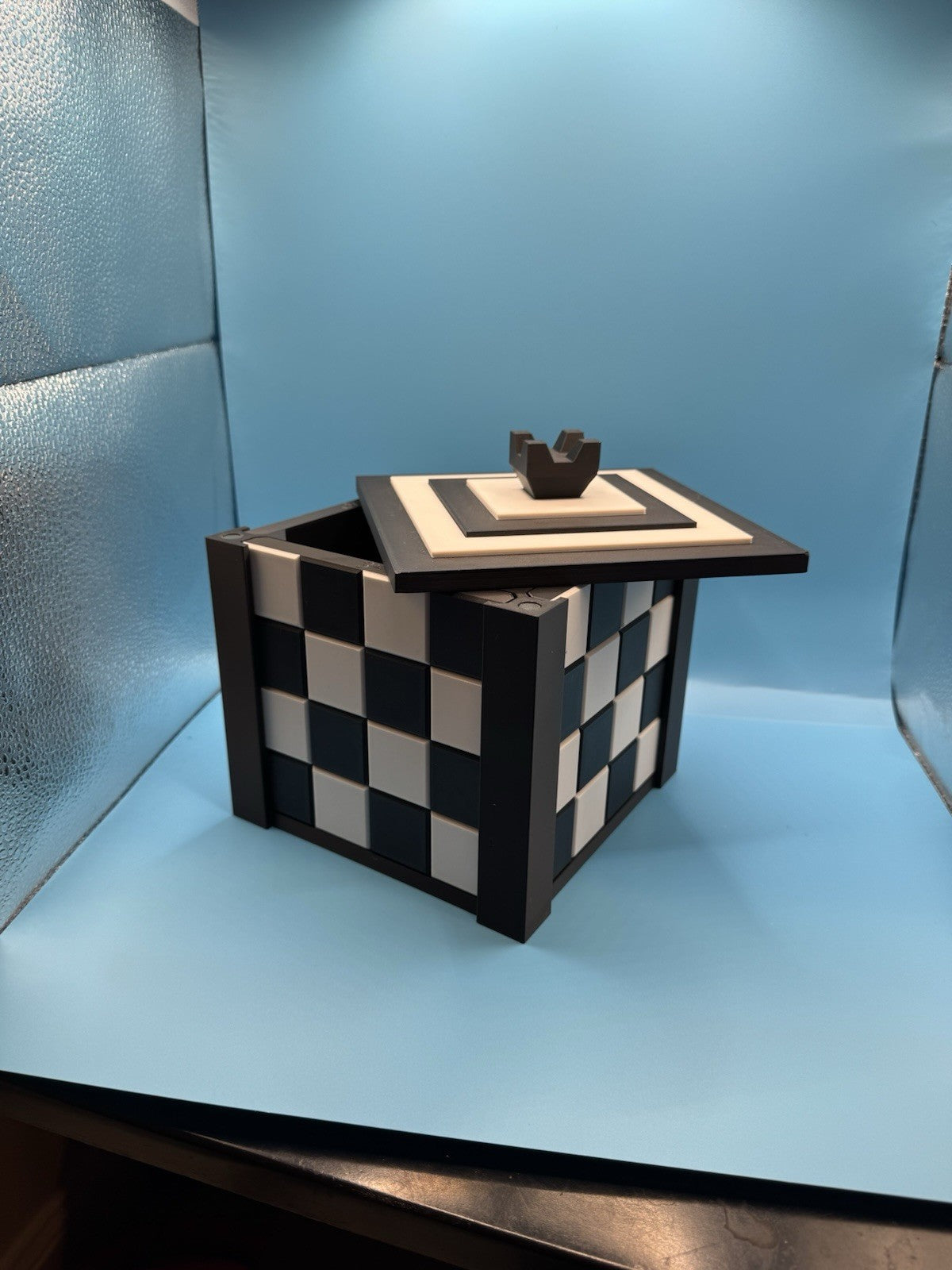 CHESS BOARD WITH STORAGE, With Magnetic Attachment For Lid And Board
