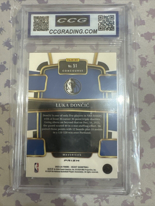 LUKA DONCIC 2023-24 Panini Select SILVER Tectonic CONCOURSE #51 Mavs CCG 9.5