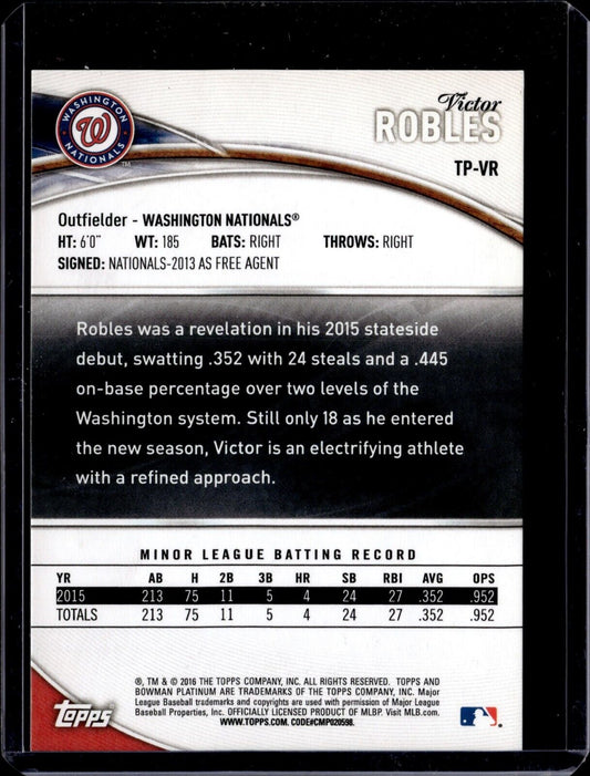2016 Bowman Platinum - Top Prospects #TP-VR Victor Robles (RC) (Green) /99