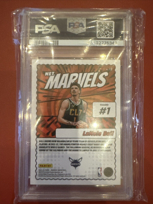 2023-24 Panini Donruss Purple Press Proof Net Marvels LaMelo Ball #13 PSA 8