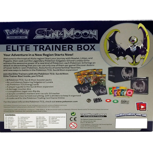Sun and Moon Elite Trainer Box Trading Card Game