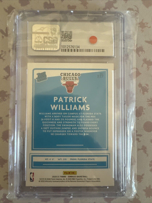 2020 Donruss - PATRICK WILLIAMS - Rated Rookie - CSG 9.5 Gem Mint Chicago Bulls