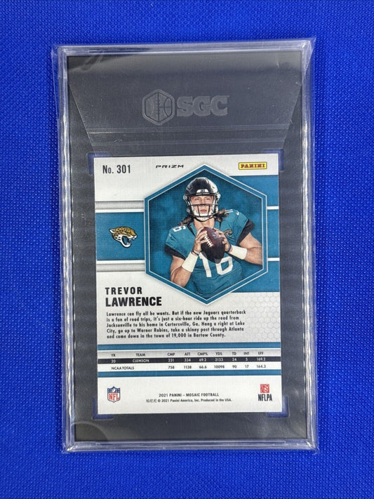 Trevor Lawrence Silver Prizm Mosaic RC #301 Jaguars Rookie 2021 SGC 9