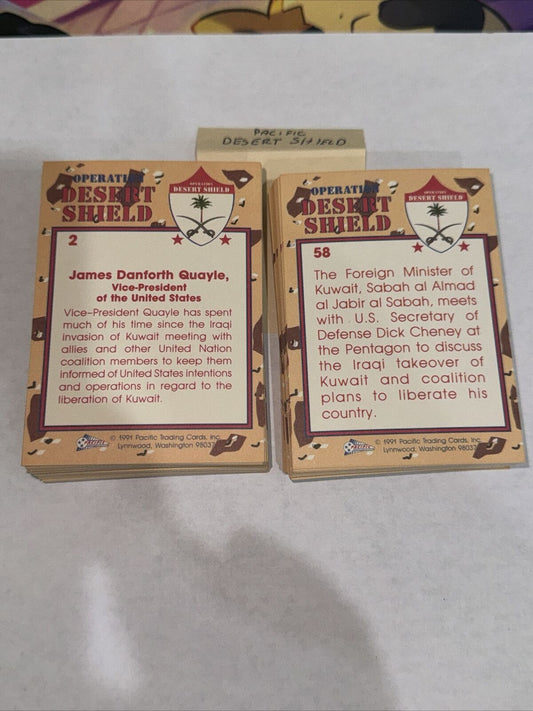 1991 Pacific Trading Co Desert Shield Near Complete Card Set High Grade #2-110