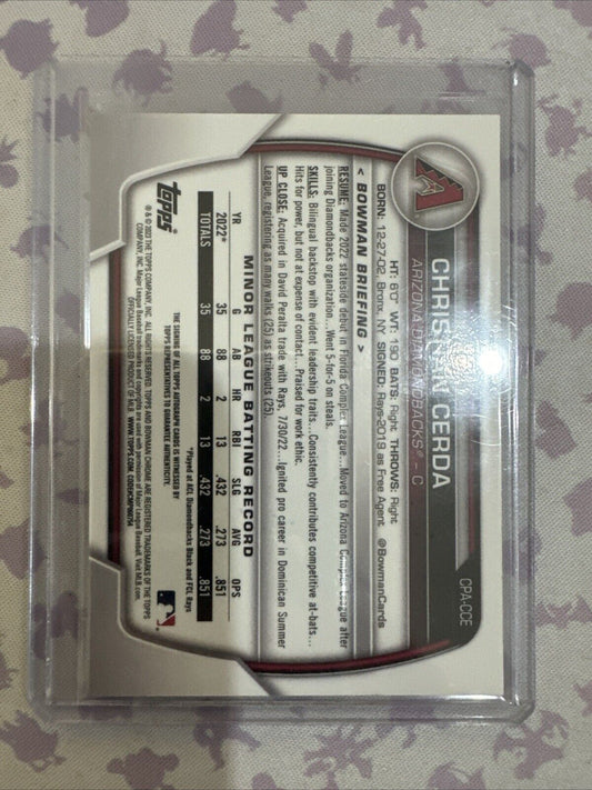 2023 Bowman Chrome - Prospect Autographs #CPA-CCE Christian Cerda (AU, RC)