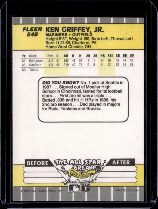 1989 Fleer Ken Griffey Jr #548