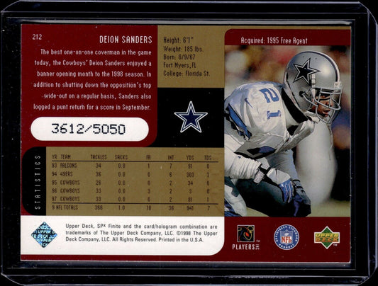 1998 Upper Deck SPx Finite - Radiance #212 Deion Sanders /5050