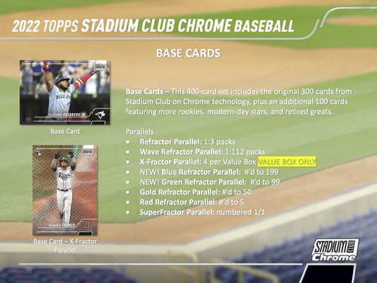 22 STADIUM CLUB CHROME BASEBALL VALUE BOX