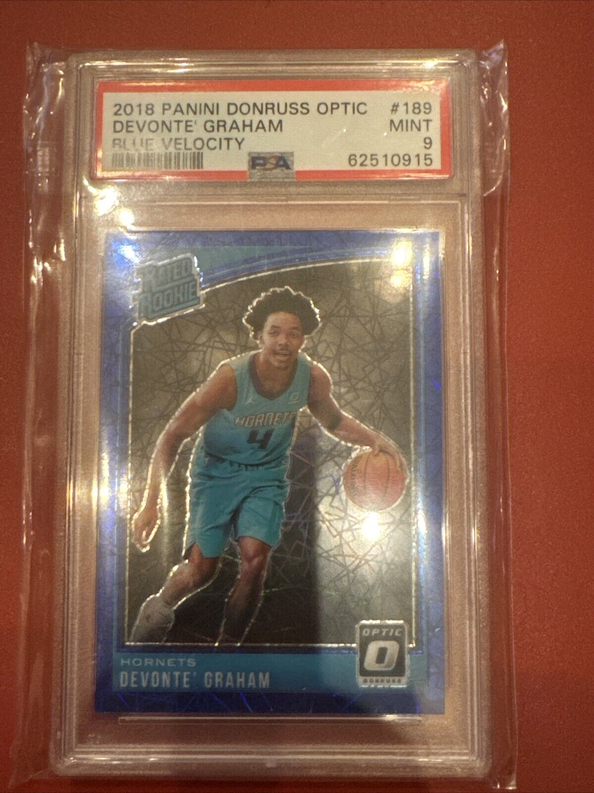 2018 Panini Donruss Optic Devonte' Graham BLUE VELOCITY PRIZM ROOKIE #189 PSA 9