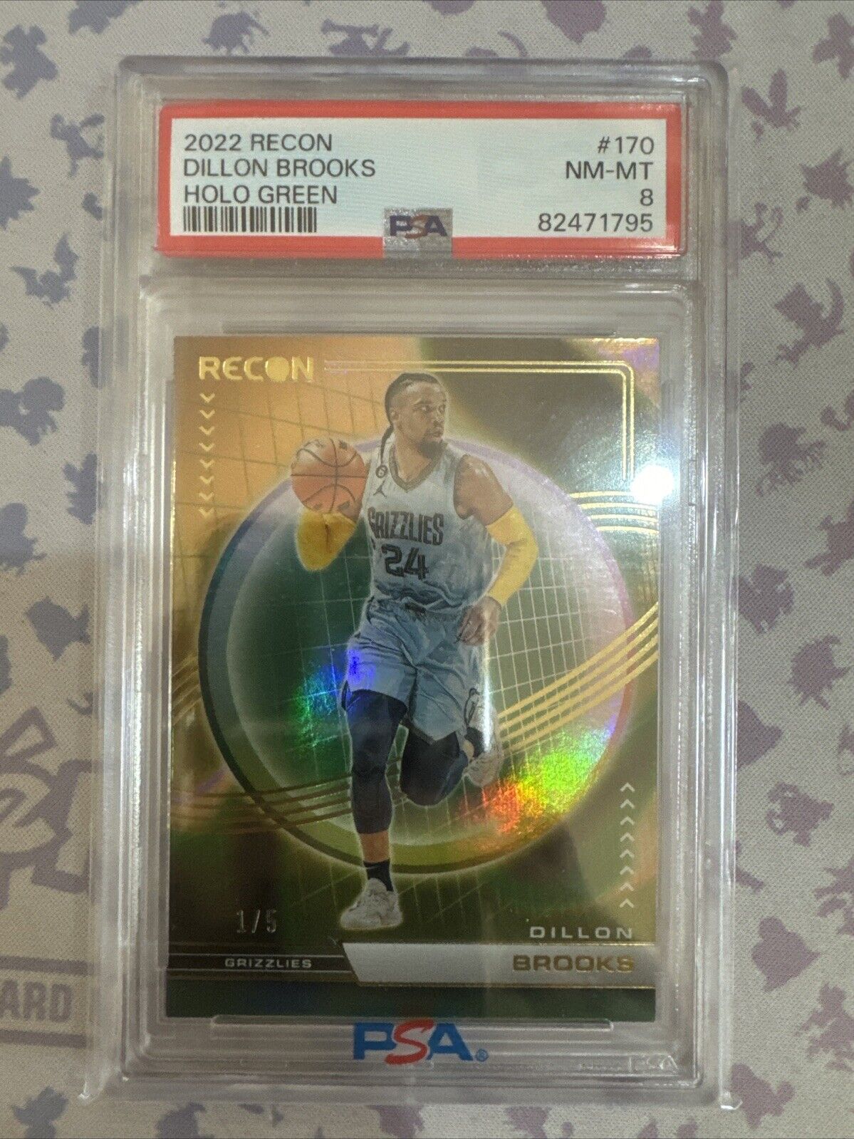 2022-23 Panini Recon - Holo Green #170 Dillon Brooks /5 PSA 8 NM