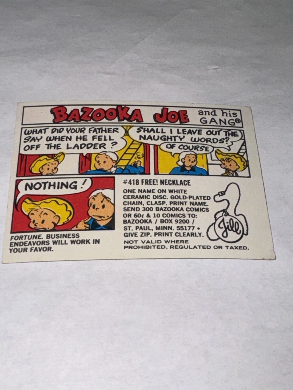 Bazooka Joe and His Gang Puzzle #2 Card #418