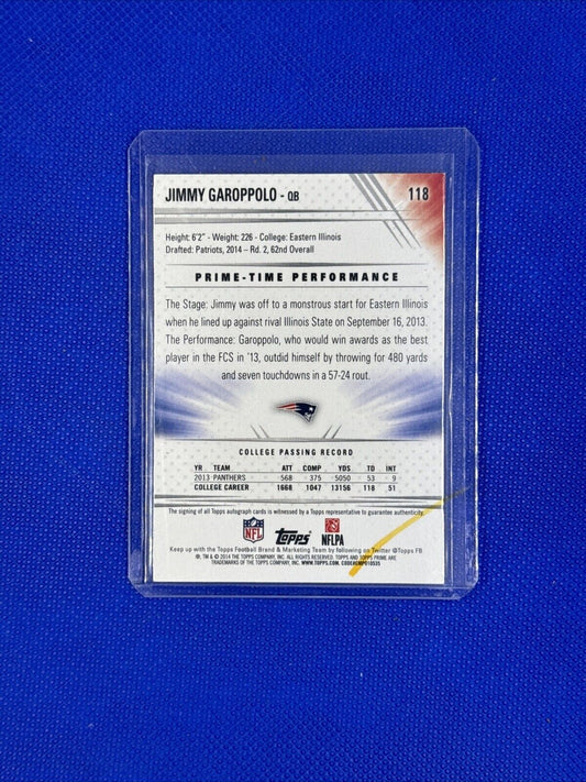 2014 Topps Prime - Rookie Variation Gold Autographs #118 Jimmy Garoppolo /75...