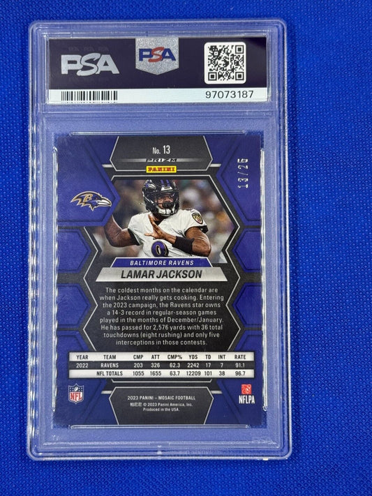 2023 Panini Mosaic - #13 Lamar Jackson (White) PSA 7 NM