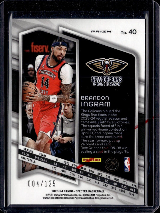 2023-24 Panini Spectra - Celestial Prizm #40 Brandon Ingram /125