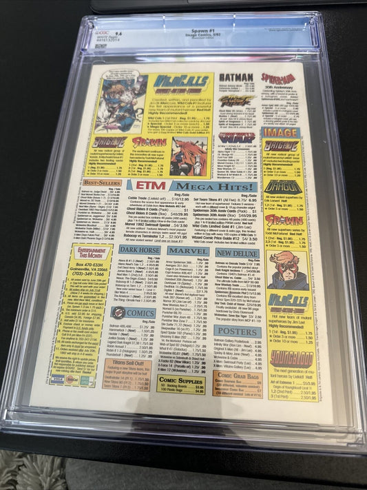 SPAWN #1 | CGC 9.6 NEWSSTAND | 1ST APP. SPAWN | IMAGE 1992 RARE