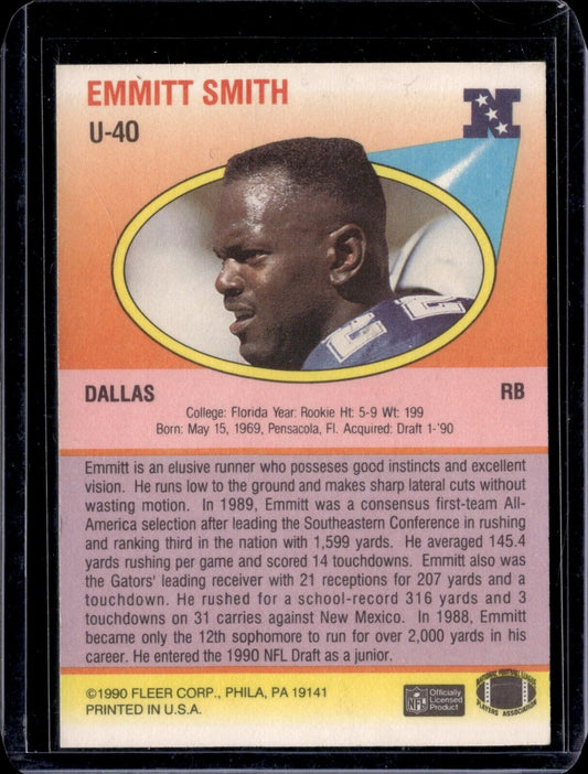 1990 Fleer Update - Small NFLPA Logo #U-40 Emmitt Smith (RC)