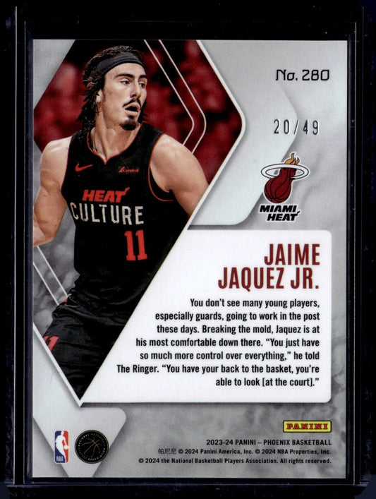 2023-24 Panini Phoenix Jaime Jaquez Jr. RC #280 Bronze Lazer #/49 Miami Heat