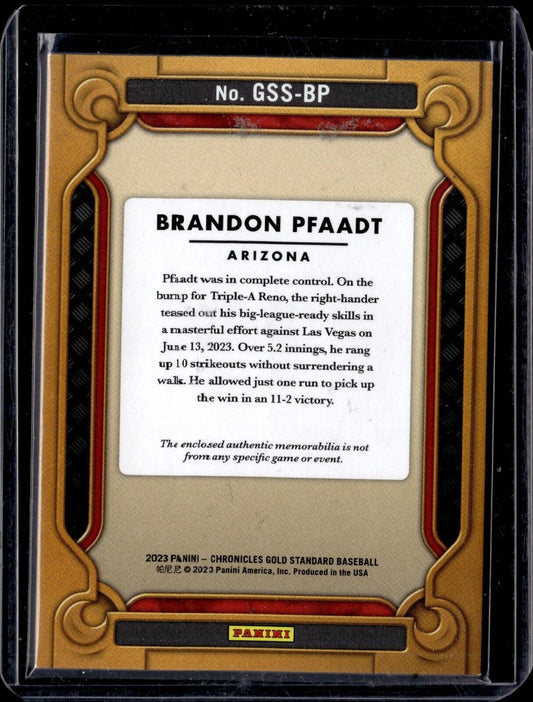 2023 Panini Chronicles - Gold Standard Swatches #GSS-BP Brandon Pfaadt (MEM, RC)
