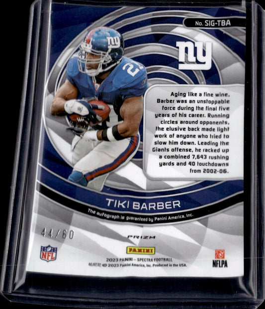 2023 Panini Spectra - Signatures #SIG-TBA Tiki Barber /60 (AU)