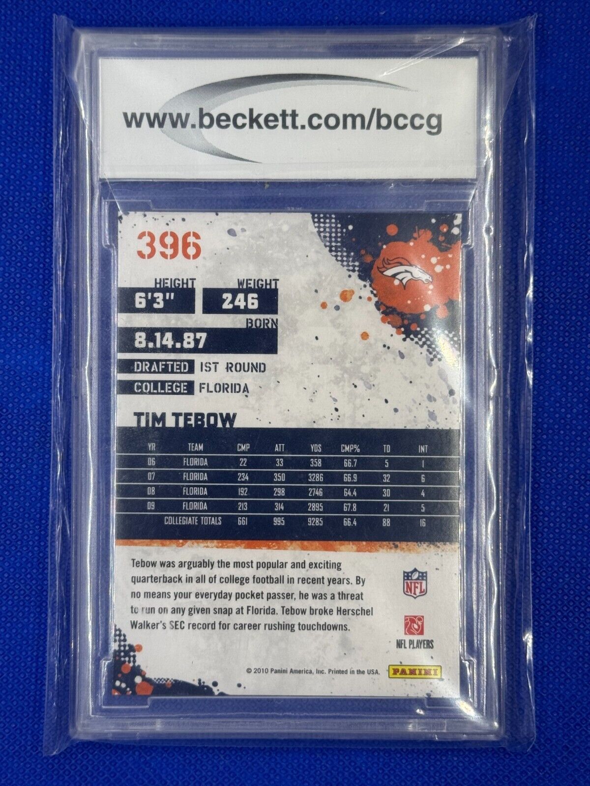 2010 Score - #396 Tim Tebow (RC) BCCG 10 Mint or better