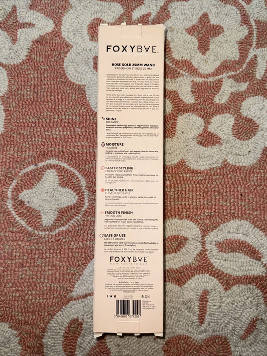FoxyBae Rose Gold Single Barrel Curling Iron 25mm Wand New In box