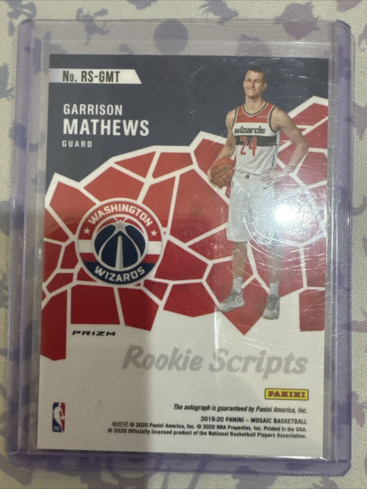 2019-20 Panini Mosaic - Rookie Scripts #RS-GMT Garrison Mathews (AU, RC)