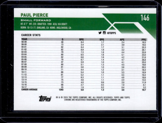 2023-24 Topps Chrome - #146 Paul Pierce (Purple Refactor) /349