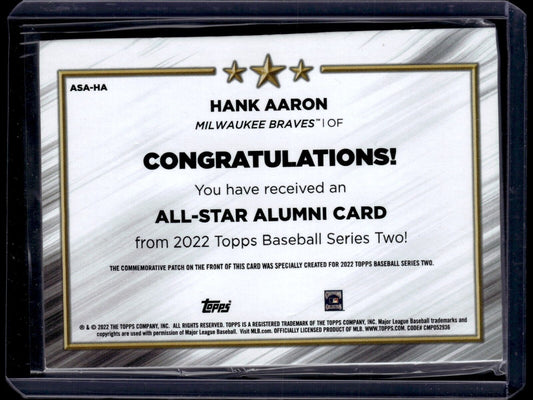2022 Topps Series 2 - All-Star Alumni Commemorative Relics #ASA-HA Hank Aaron
