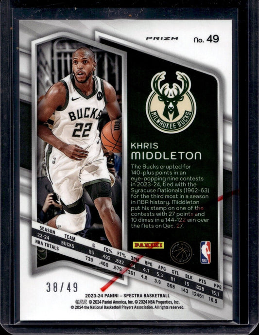 2023-24 Panini Spectra Cracked Ice #49 Khris Middleton /49
