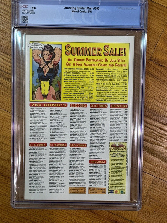 Amazing Spider-Man #365 1st App of Spider-Man 2099 - Hologram Cover 1992 CGC 9.8