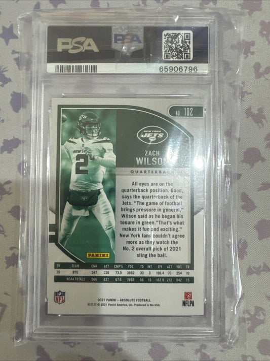 2021 Absolute Zach Wilson Rookie RC #102 PSA 9 MINT Jets