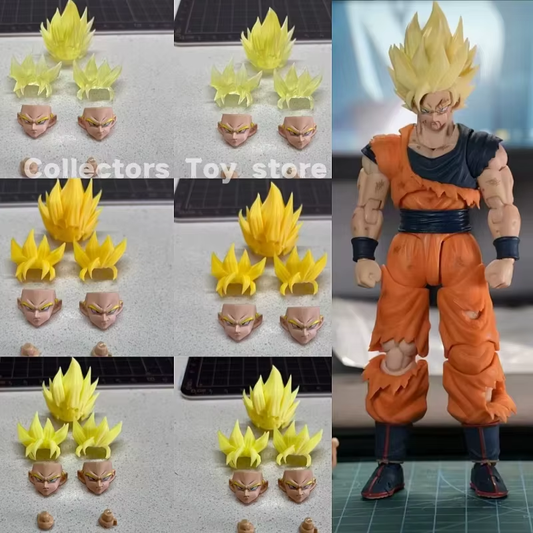 In Stock Dragon Ball Carving Heads Accessories Son Goku Action Figurine Anime Cu