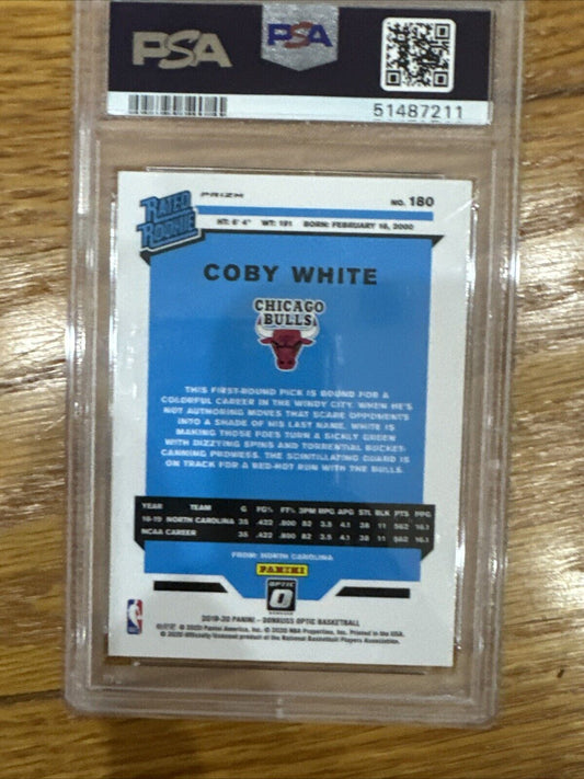 2019 Panini Donruss Optic Fanatics GREEN WAVE PRIZM Coby White ROOKIE #180 PSA 9