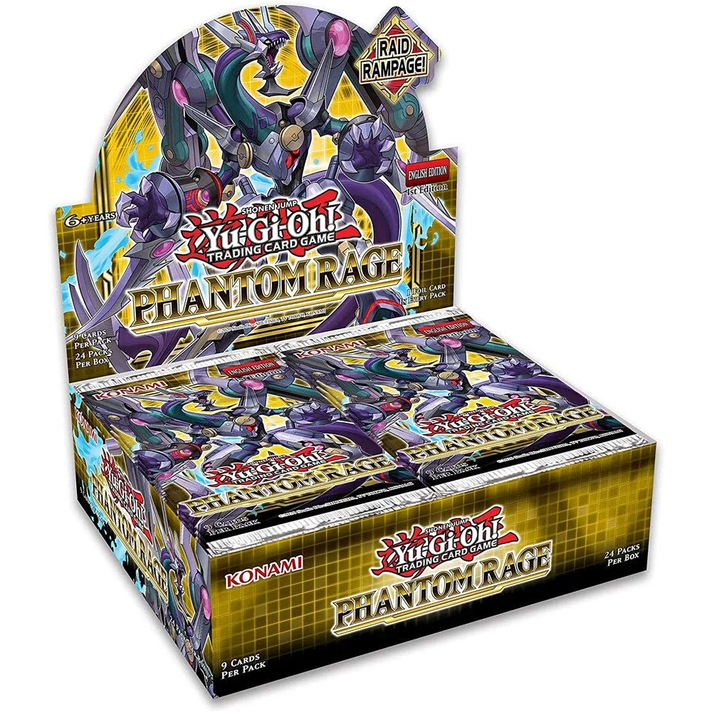 Yugioh Phantom Rage English TCG 1St Edition Booster Box - 24 Packs of 9 Cards Ea