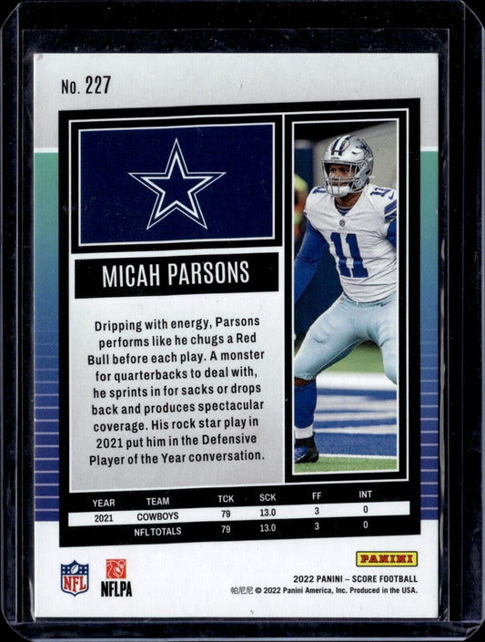 2022 Score - Blue Explosion #227 Micah Parsons /299