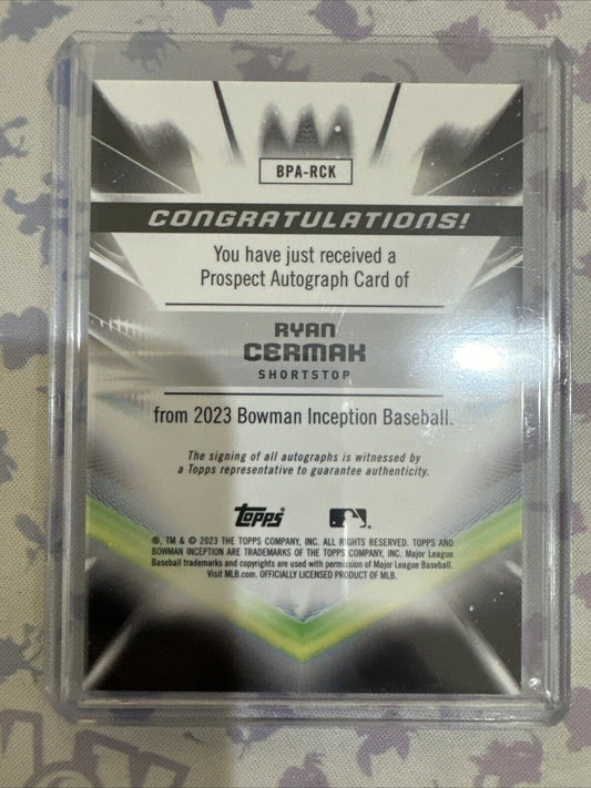 2023 Bowman Inception - Autographs #BPA-RCK Ryan Cermak /399 (AU, RC)