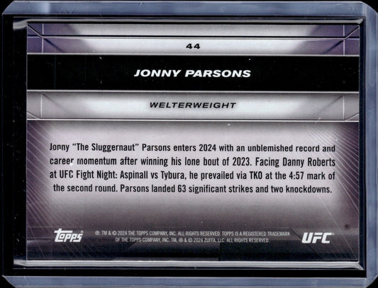 2024 Topps Knockout UFC /99 Purple Rookie JONNY PARSONS No. 44!