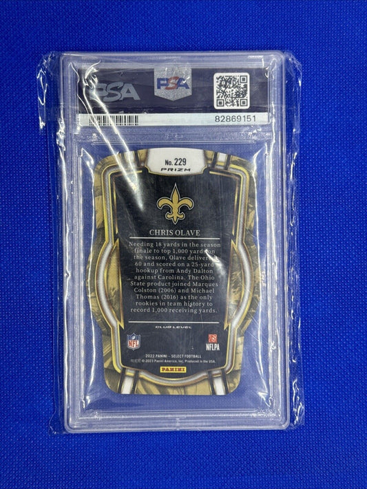 2022 Select Football-Die Cut Red/Blue Prizm Chris Olave (RC) #229 PSA Gem MT 10