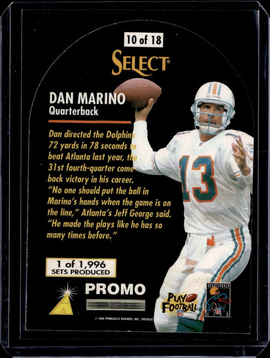 1996 Select #10 Dan Marino Prime Cut Promo /1996 Football Miami Dolphins
