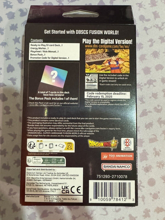 DRAGON BALL SUPER TCG FUSION WORLD SON GOKU STARTER DECK FS01 NEW/FACTORY SEALED