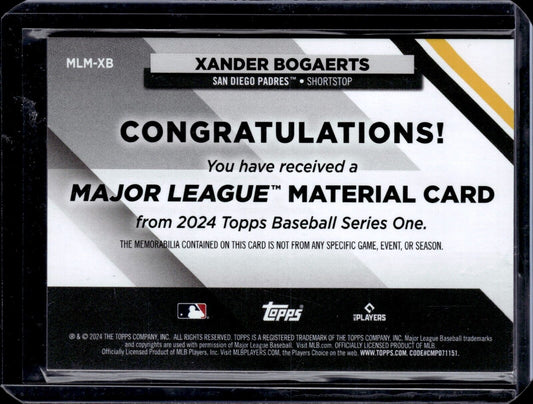 2024 Topps Series 1 - Major League Material #MLM-XB Xander Bogaerts /199 (Black)