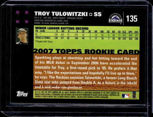 2007 Topps - #135 Troy Tulowitzki (RC, AU)