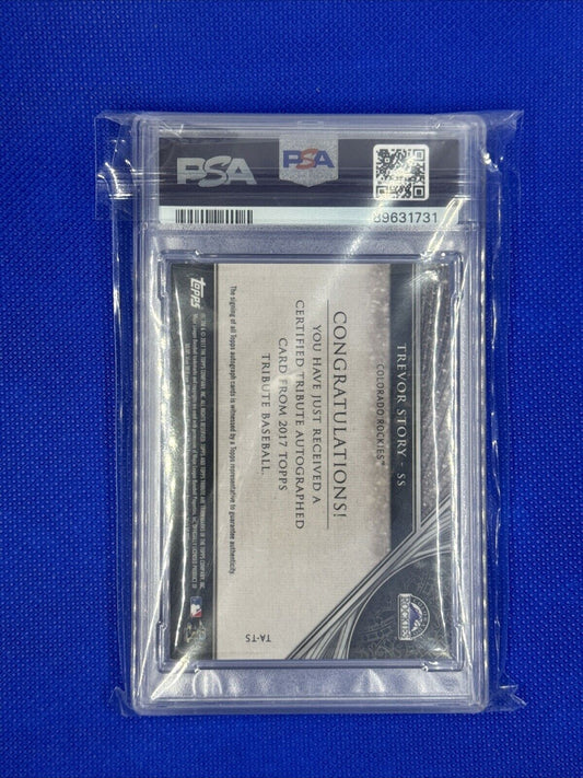 2017 TOPPS TRIBUTE AUTO GREEN #TA-TS TREVOR STORY /99 PSA Mint 9