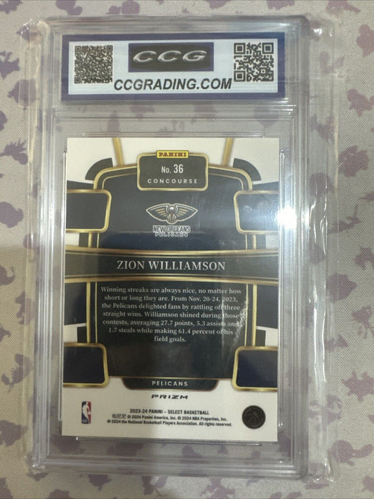 2023-24 Panini Select Concourse Silver Prizm #36 Zion Williamson CCG Gem Mint 10