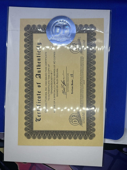 SPIDER SOCIETY #1 SIGNED BY ALEX SEGURA W/COA PETE WOODS VARIANT 2024 NM