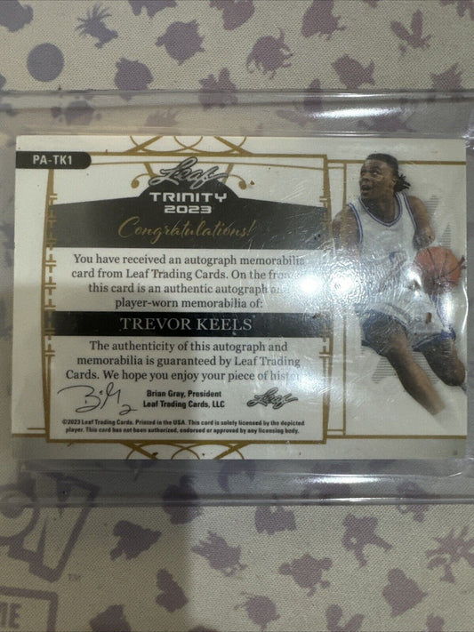 2022-23 Leaf Trinity - Patch Autographs Blue #PA-TK1 Trevor Keels /40 (AU, MEM,