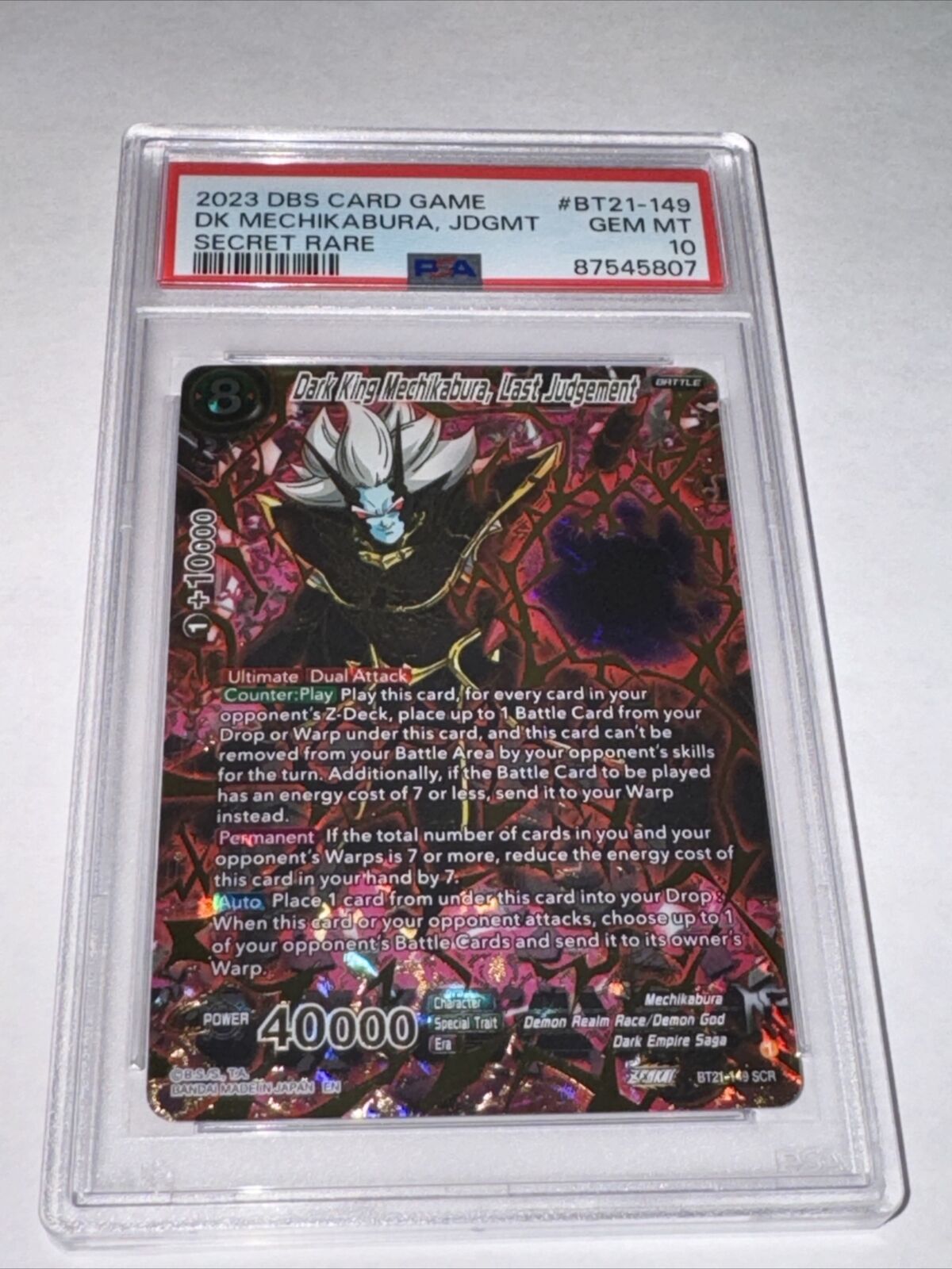 Dark King Mechikabura Last Judgement TCG Dragon Ball Super Card BT21-149 PSA 10